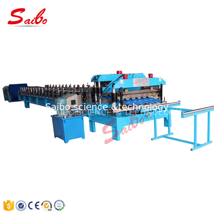 Panel Glazed Tile Roll Forming Machine One Complete Chain with Decoiler 5-8m/min